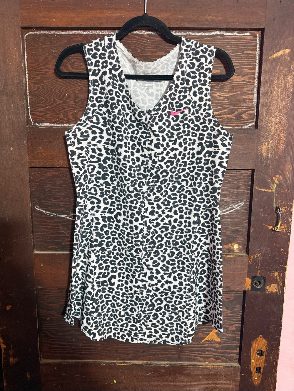 Nike Black & White Leopard Print Tennis Dress with Pink Swoosh